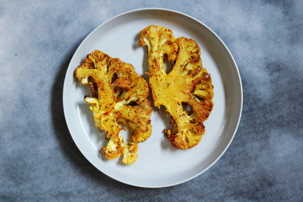 Wonderfully caramalised roasted cauliflower steaks