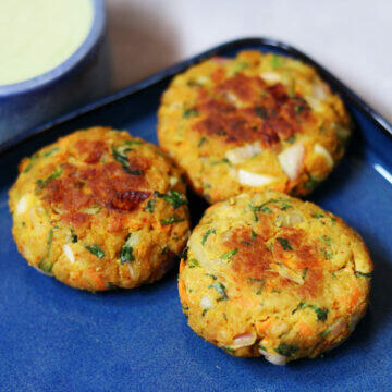 Soya Cutlet or Soya Tikki: A high-protein, low-carb snack with soya granules, soyabean flour, and vegetables