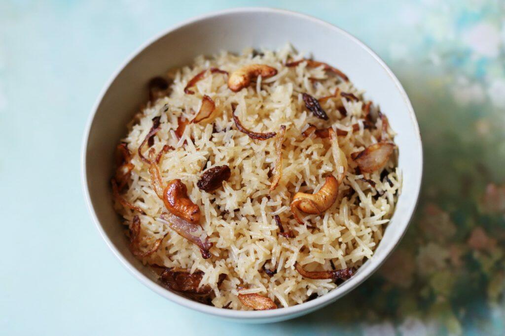 Nei Choru is a mildly ghee rice from Kerala that is served as an accompaniment to Kormas