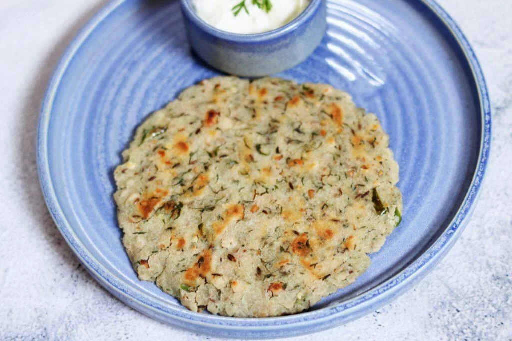 Bhagar Thalipeeth is an Upvas dish and made with Sama ke Chawal ka Atta (Bhagar Atta or Little Millet Flour). In Maharashtra, it is served for Ekadashi.