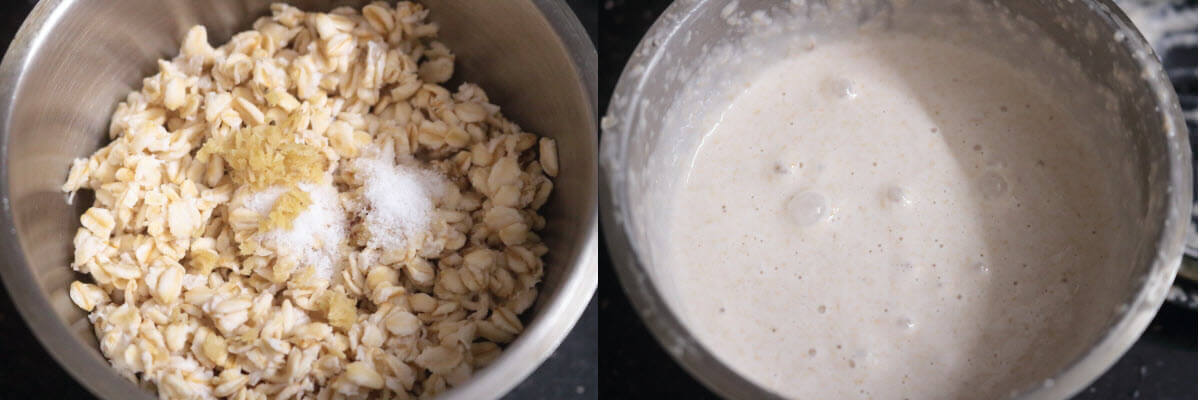 Grind soaked oats with ginger, salt, and water to a smooth paste.