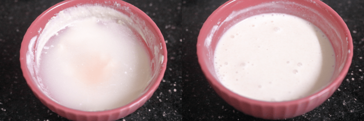 Water and Sendha Namak ixed into the Ragira Atta + Dahi mix