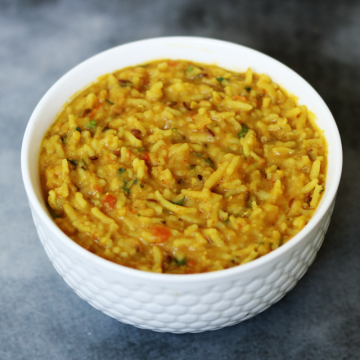 Restaurant Style (or Dhaba Style) Dal Khichdi made with lentils and rice.