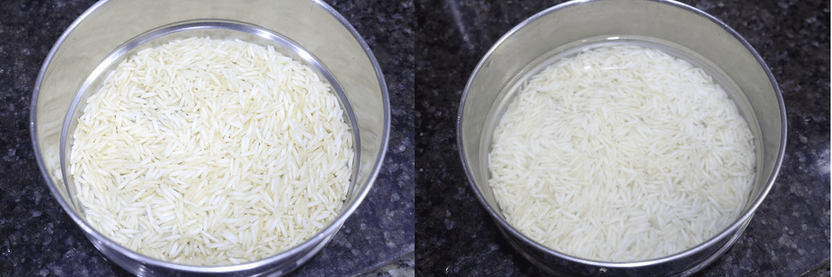 Soaking the basmati rice