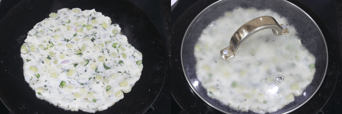 Transfer the Akki Rotti onto a hot and lightly greased tava or griddle.