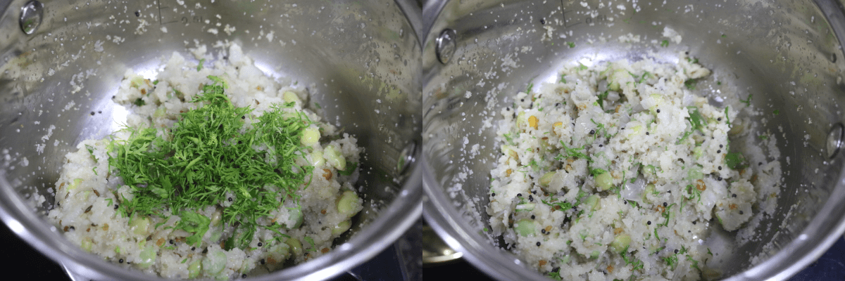 Add chopped coriander and mix well.