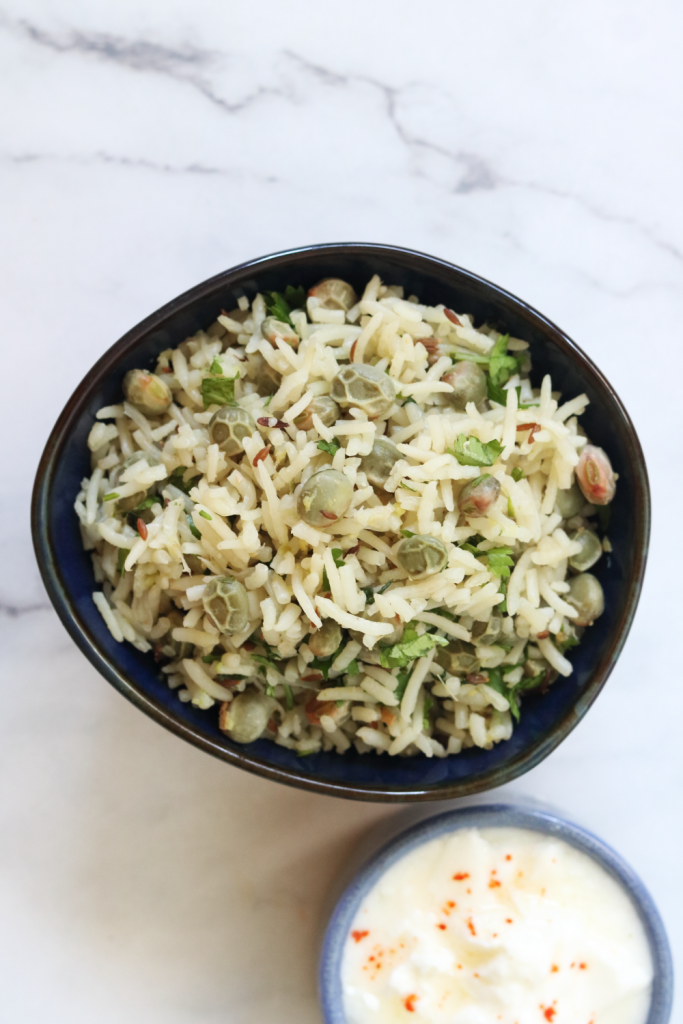 Tuvar Pulao, also called Tuvar Dana Bhaat, is a rice dish made with newly harvested pigeon pea