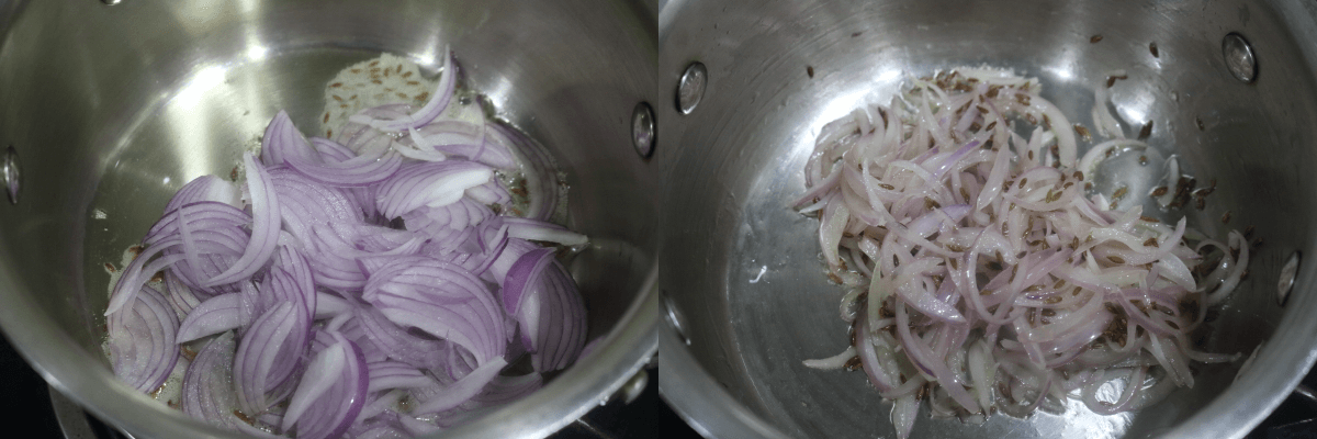 Sliced Onion slices fried till translucent,