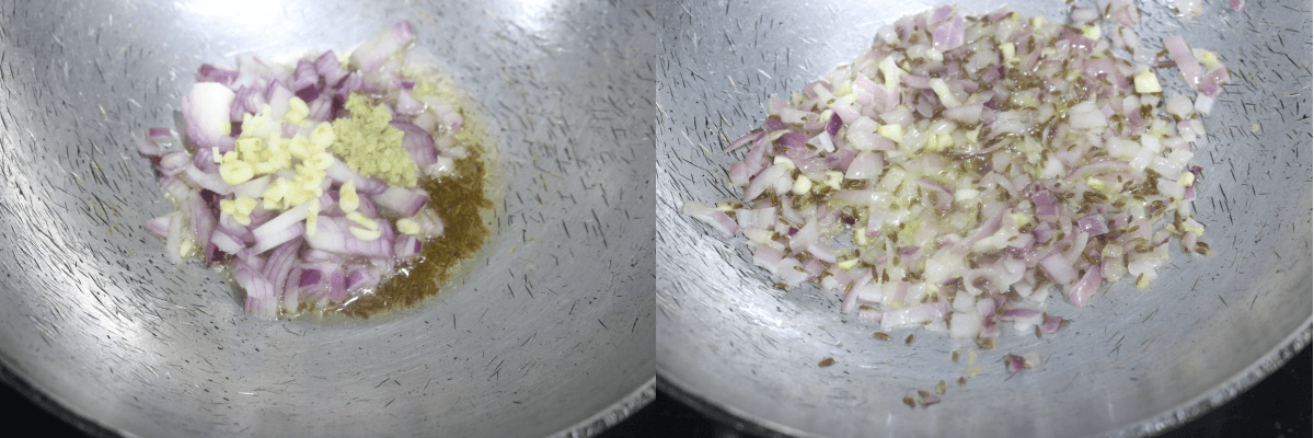 Stir-fried onion, ginger and garlic mix.