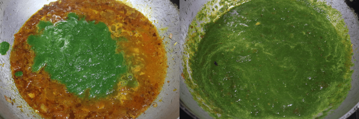 The base with Palak Puree.
