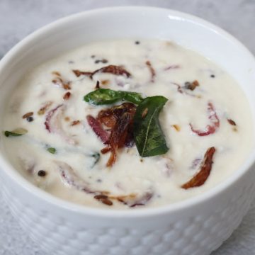 Fried Onion Raita made with caramelized or browned onions added to dahi