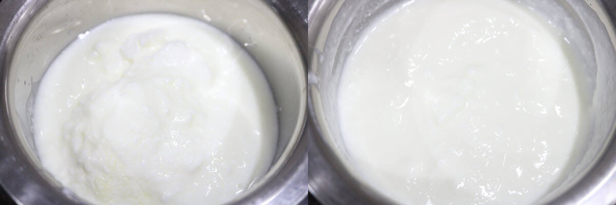 Yogurt whisked till it is smooth.