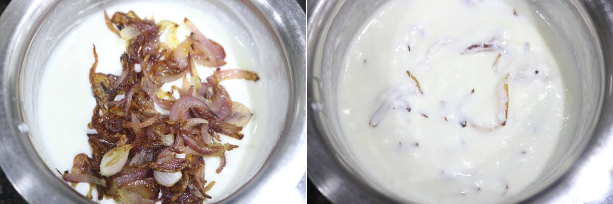 Caramelized onions mixed in with yogurt