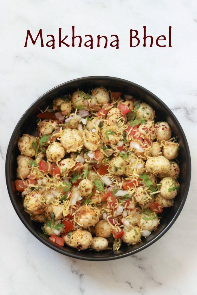 Makhana Bhel, a nutritious, low-calorie snack with foxnuts. 