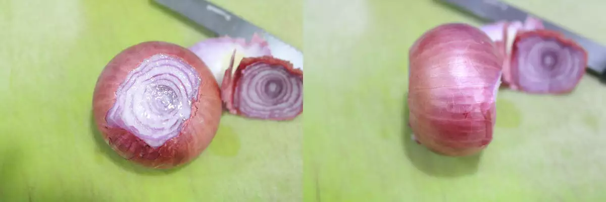An onion with ends chopped off