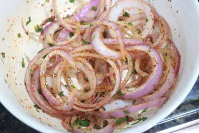 The ready to eat Laccha Onion or Indian Onion Salad.