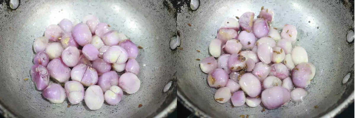 The stir-fried baby onions