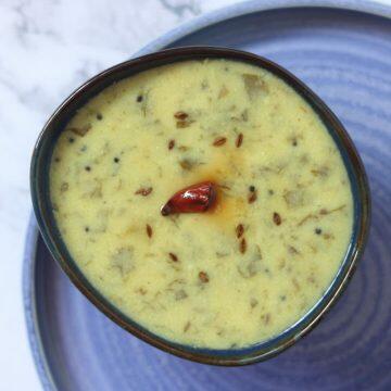Chukka Kura Majjiga Pulusu: Andhra Kadhi with Khatta Palak