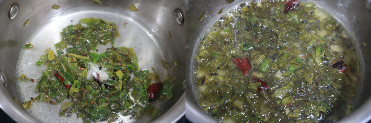 Chukka Kura cooked till soft.