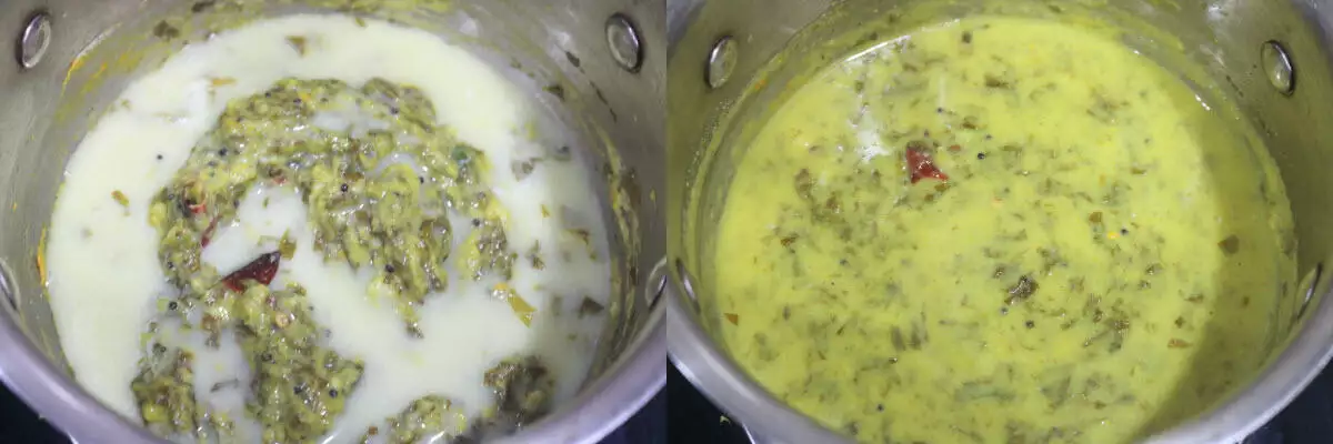 The chukka kura plus dal paste mix cooked in water.