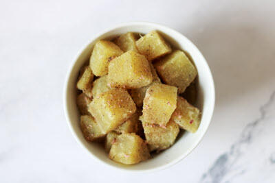 Boiled sweet potato with himalayan pink salt, pepper and roasted cumin powder.