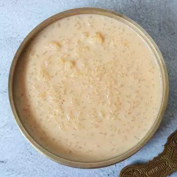 The traditional Kerala Pal Payasam made in a pressure cooker.