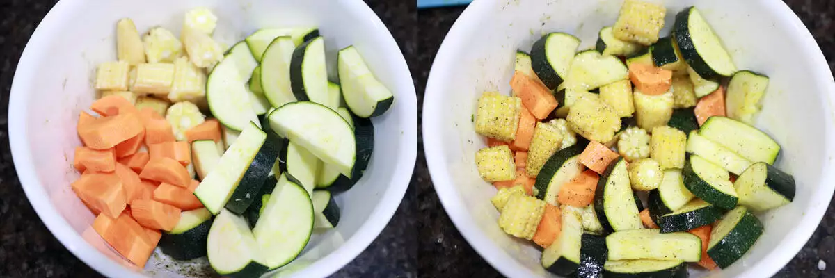 Vegetables tossed in Olive Oil