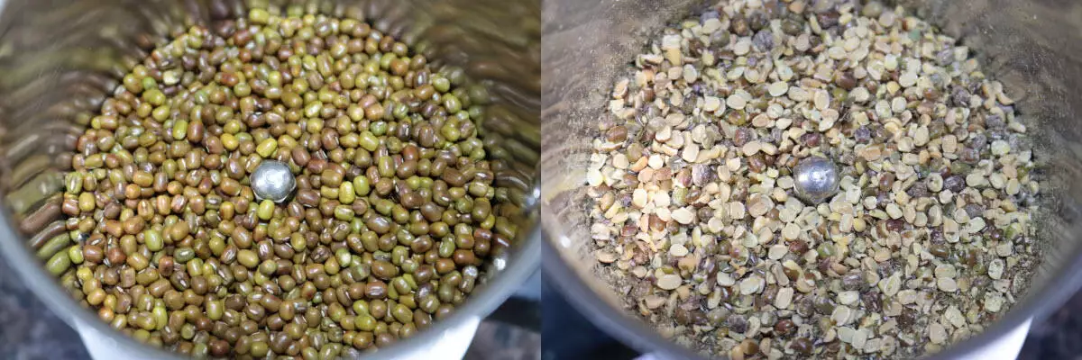 Crushed roasted moong bean