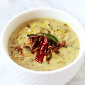 Parippu Curry for Onam Sadya, made with green moong and flavoured with coconut.