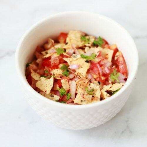 Papad Churi Chaat, a delicious and crunchy tea-time snack.