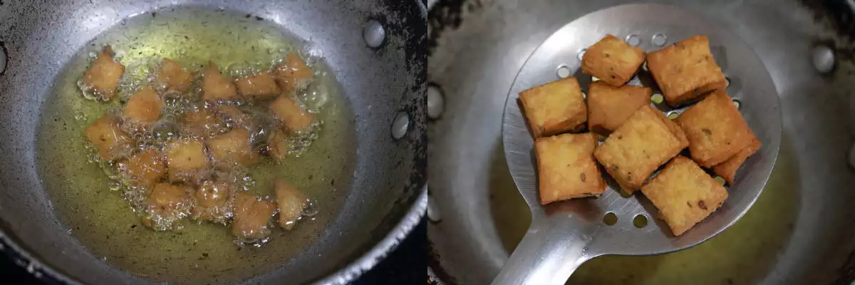 The golden brown, well-fried Namak Para.