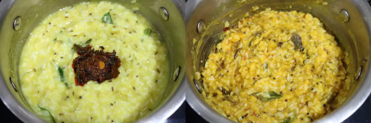 Gongura Pachadi mixed into the dal rice.