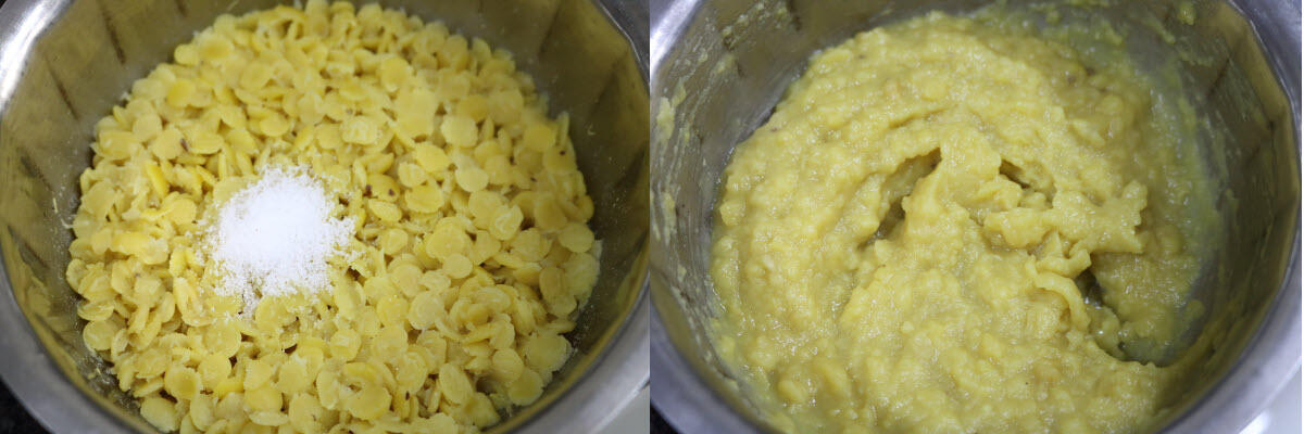 Mashed tuvar dal with salt added to it.