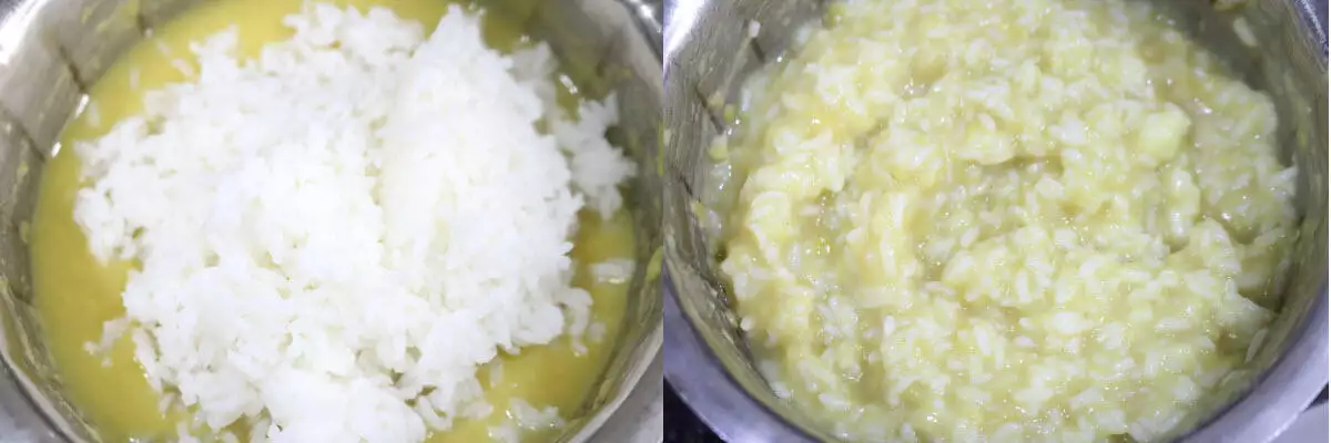 Mashed tuvar dal and rice mixed together